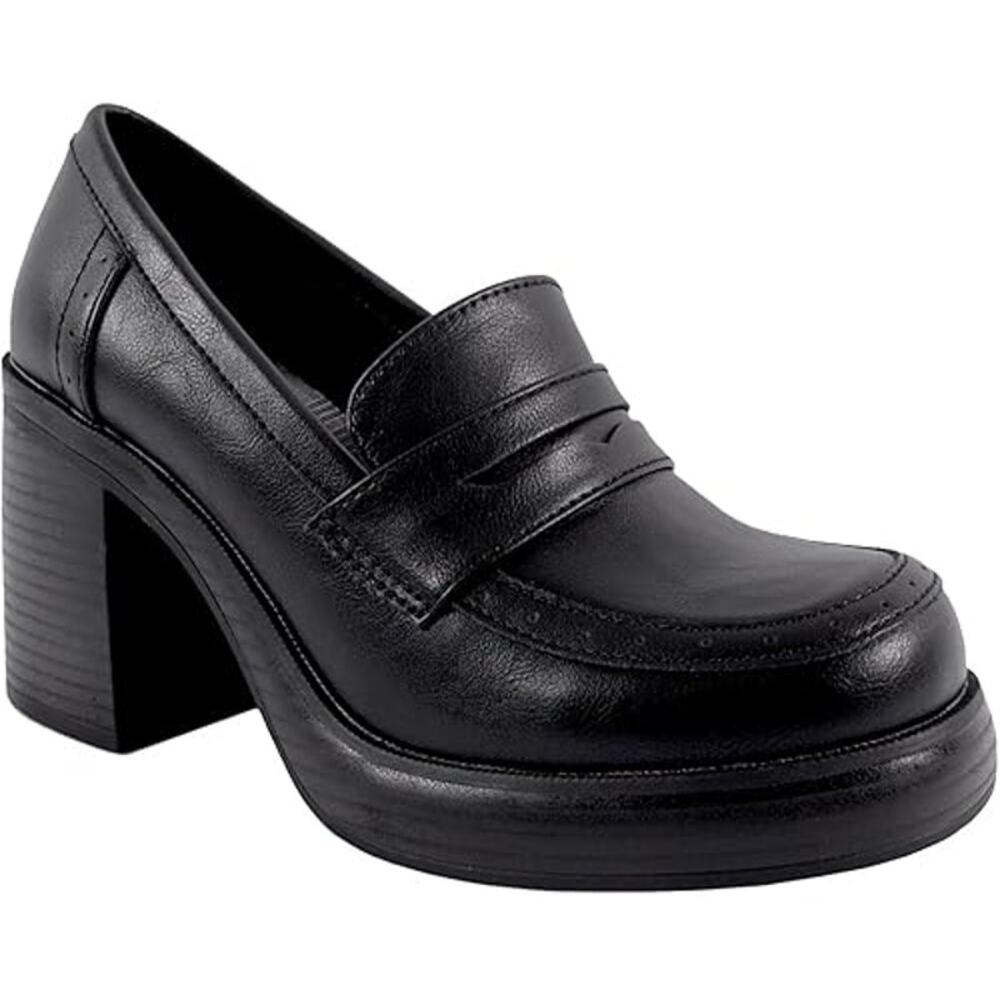 Jelly Pop Whitney Loafer Slip-On Block Heel Black Smooth Size 10M NWB